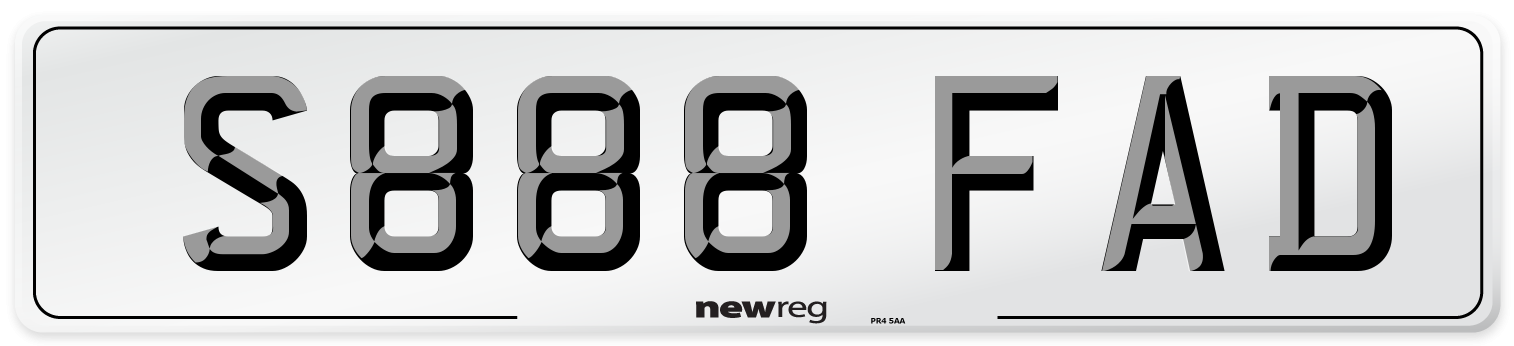 S888 FAD Number Plate from New Reg
